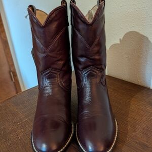 Dark Burgundy Western Leather Cowboy Boots